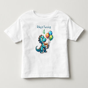 Birthday Boy Dinosaur Name and Age Toddler T-Shirt