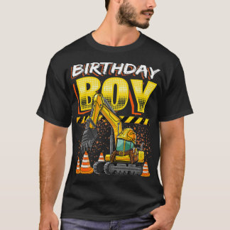 Birthday Boy Excavator Construction Vehicle Boys T-Shirt