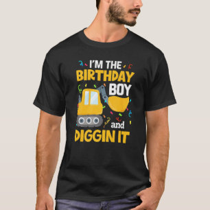 Birthday Boy Excavator For Kids Construction Truc T-Shirt