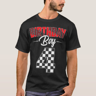Birthday Boy Four 4 Year Old Pit Crew 4th Birthday T-Shirt