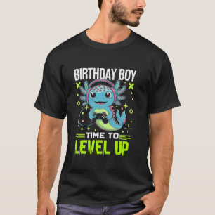 Birthday Boy Gamer Axolotl Video Game Level Up Bir T-Shirt