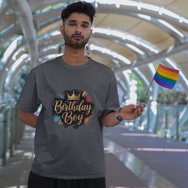 Birthday Boy Golden Crown Splash T-Shirt (Creator Uploaded)