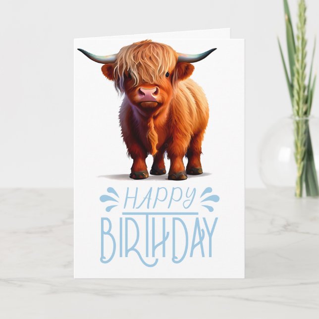  birthday boy Highland Cow Card (Front)