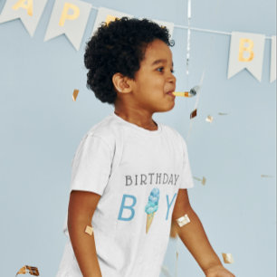 Birthday Boy Ice Cream Name Age Toddler T-Shirt