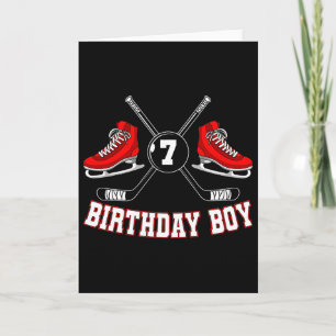 Birthday Boy Ice Hockey Players Stick Puck Defence Card