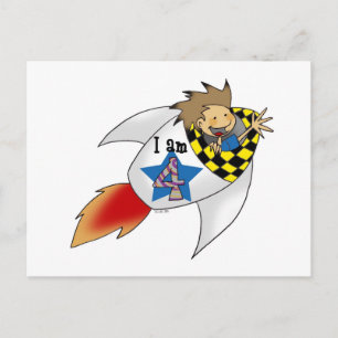 Birthday boy in a rocket postcard