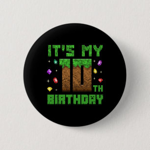 Birthday Boy It's My 10th Birthday Gamer Pixel Num 6 Cm Round Badge