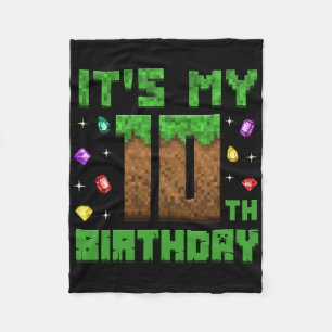 Birthday Boy It's My 10th Birthday Gamer Pixel Num Fleece Blanket