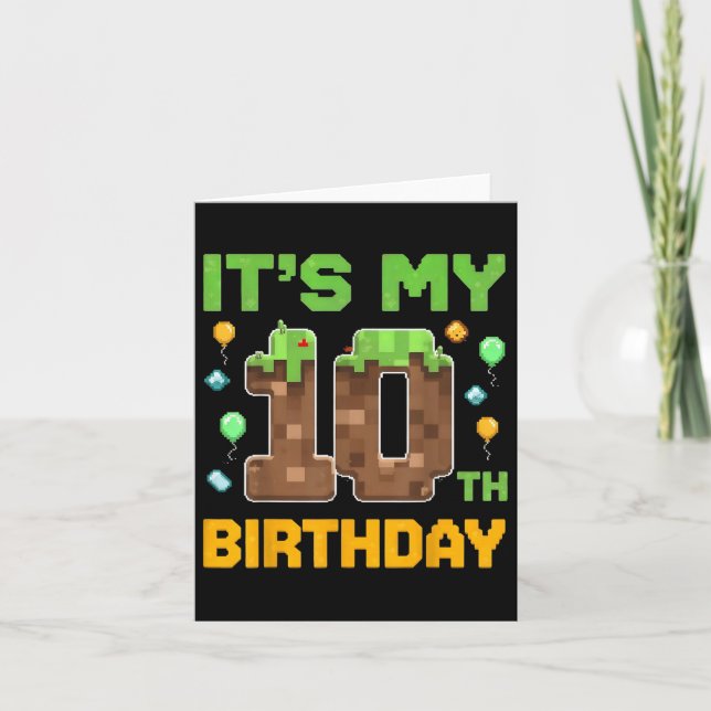 Birthday Boy Its My 10th Birthday Gamer Pixel Numb Card (Front)