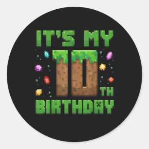 Birthday Boy Its My 10th Birthday Gamer Pixel Numb Classic Round Sticker