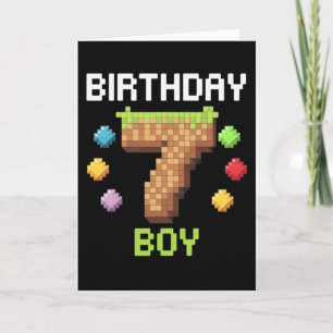 Birthday Boy It's My 7th Birthday Gamer Pixel Numb Card