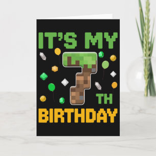 Birthday Boy It's My 7th Birthday Gamer Pixel Numb Card