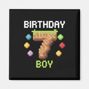 Birthday Boy It's My 7th Birthday Gamer Pixel Numb Magnet