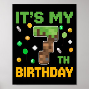 Birthday Boy It's My 7th Birthday Gamer Pixel Numb Poster