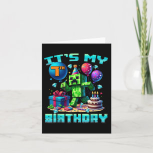Birthday Boy Its My 7th Birthday Gamer Pixel Numbe Card