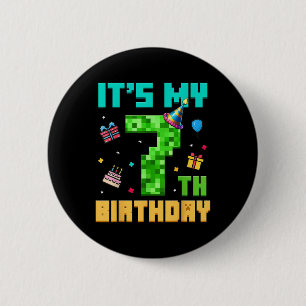 Birthday Boy Its My 7th Birthday Video Game Pixel  6 Cm Round Badge