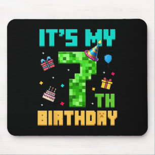 Birthday Boy Its My 7th Birthday Video Game Pixel  Mouse Mat