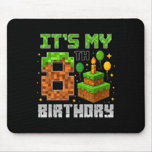 Birthday Boy It's My 8th Birthday Gamer Pixel Boy  Mouse Mat