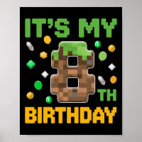 Birthday Boy It's My 8th Birthday Gamer Pixel Numb