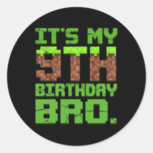Birthday Boy It's My 9th Birthday 9 Year Old Gamer Classic Round Sticker