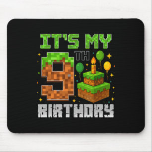 Birthday Boy It's My 9th Birthday Gamer Pixel Boy  Mouse Mat