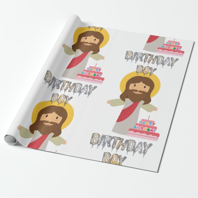birthday boy jesus christmas wrapping paper (Unrolled)