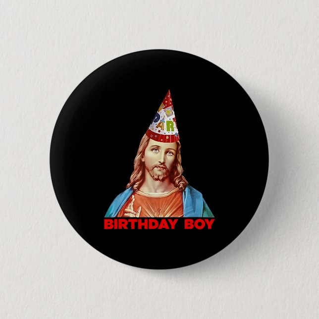 Birthday Boy Jesus Funny Christmas Party Hat  6 Cm Round Badge (Front)