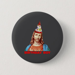 Birthday Boy Jesus Funny Christmas Party Hat Long  6 Cm Round Badge