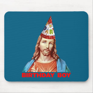 Birthday Boy Jesus Funny Christmas Party Hat Long  Mouse Mat