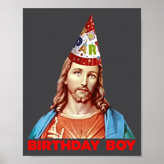 Birthday Boy Jesus Funny Christmas Party Hat Long  Poster (Front)