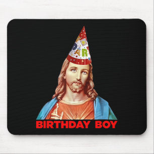 Birthday Boy Jesus Funny Christmas Party Hat Mouse Mat