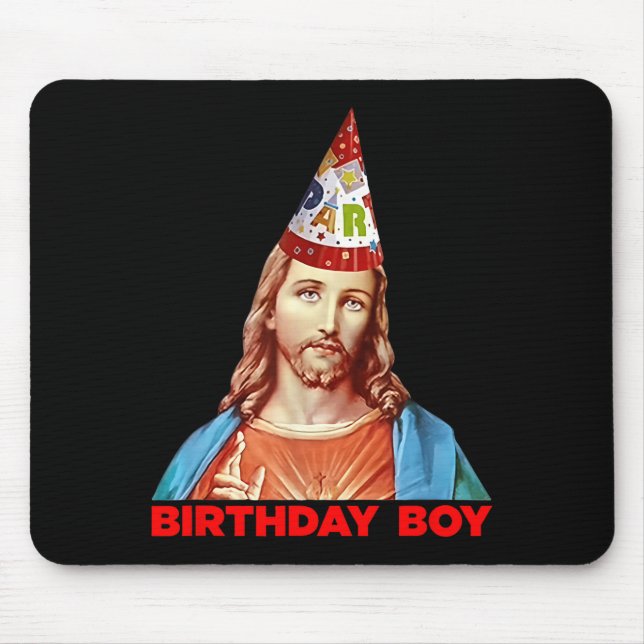 Birthday Boy Jesus Funny Christmas Party Hat  Mouse Mat (Front)