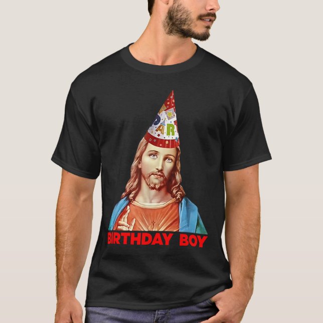 Birthday Boy Jesus Funny Christmas Party Hat  T-Shirt (Front)