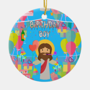 birthday boy jesus xmas ceramic tree decoration
