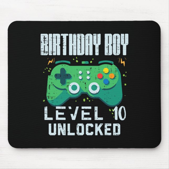 Birthday Boy Level 10 Unlocked Gamer Controller 10 Mouse Mat (Front)