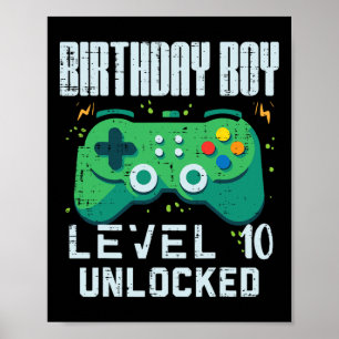 Birthday Boy Level 10 Unlocked Gamer Controller 10 Poster