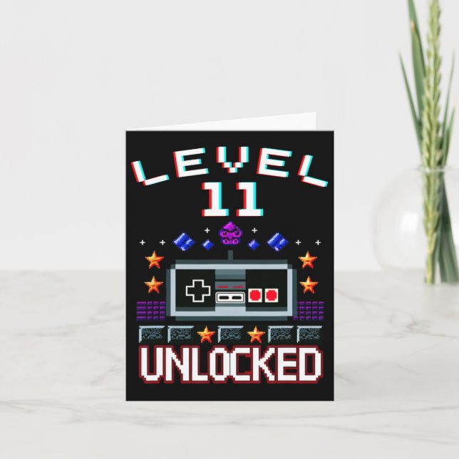 Birthday Boy Level 11 Unlocked Funny Video Game Ga Card (Front)