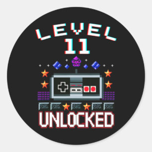 Birthday Boy Level 11 Unlocked Funny Video Game Ga Classic Round Sticker