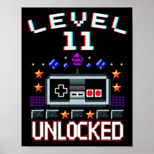 Birthday Boy Level 11 Unlocked Funny Video Game Ga Poster