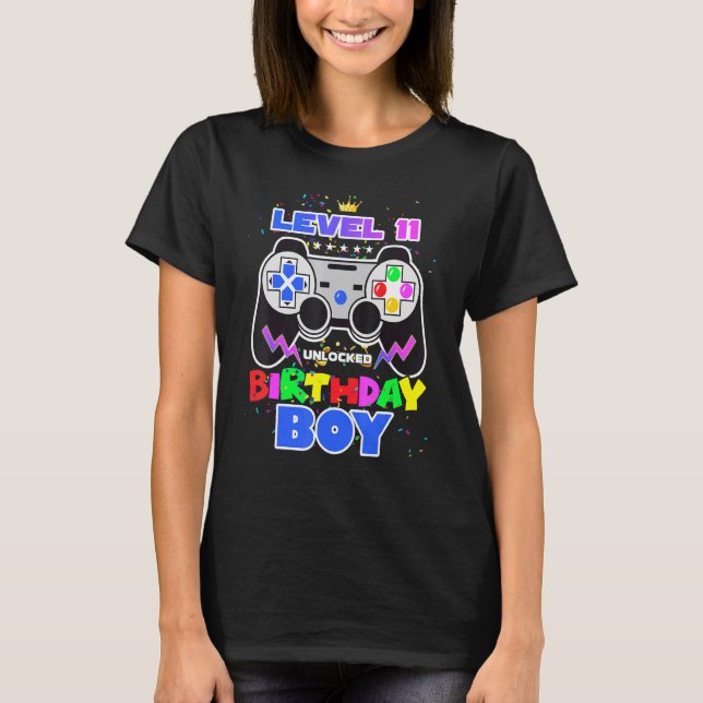 Birthday Boy Level 11 Unlocked Video Game 11th Bir T-Shirt (Front)