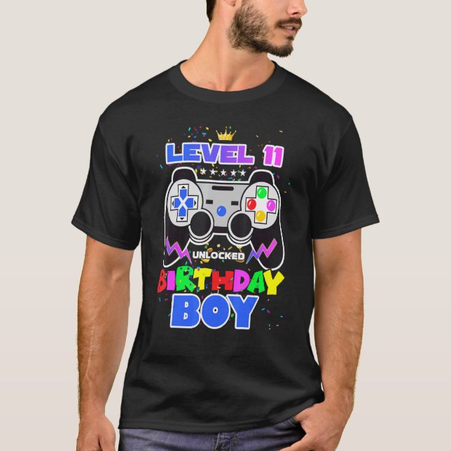 Birthday Boy Level 11 Unlocked Video Game 11th Bir T-Shirt (Front)