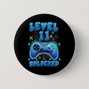 Birthday Boy Level 11 Unlocked Video Gamer 11 Year 6 Cm Round Badge