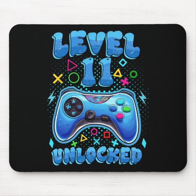 Birthday Boy Level 11 Unlocked Video Gamer 11 Year Mouse Mat (Front)