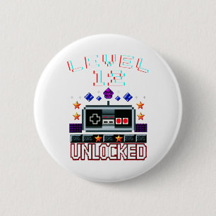 Birthday Boy Level 12 Unlocked Funny Video Game Ga 6 Cm Round Badge
