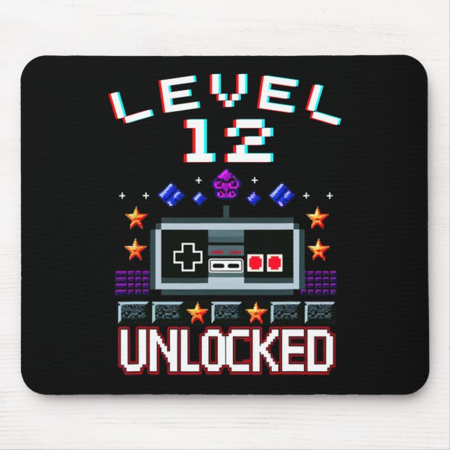 Birthday Boy Level 12 Unlocked Funny Video Game Ga Mouse Mat (Front)