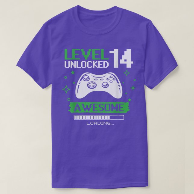 Birthday Boy Level 14 Unlocked Video Game Birthday T-Shirt (Design Front)