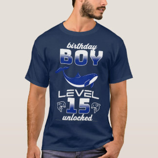 Birthday boy level 15 unlocked dolphin lover 15th  T-Shirt