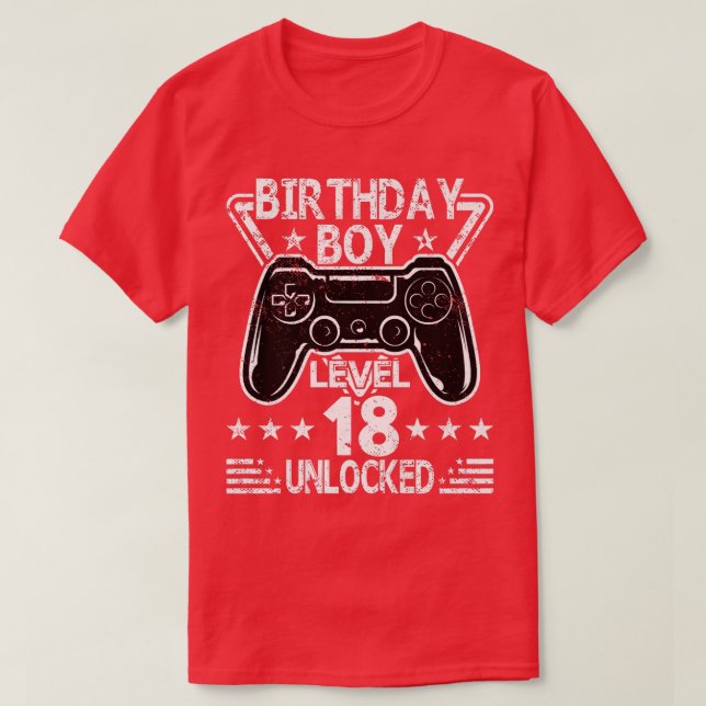 Birthday Boy Level 18 Unlocked 18th Birthday Video T-Shirt (Design Front)
