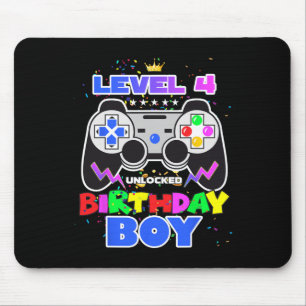 Birthday Boy Level 4 Unlocked Video Game 4th Birth Mouse Mat