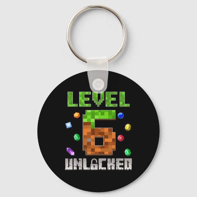 Birthday Boy Level 6 Unlocked 6th Birthday Game Pi Key Ring (Front)